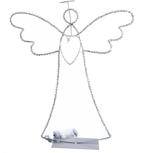 Metalen engel met LED-halo wit