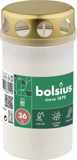 Witte grafkaars 13 cm, brandduur 36 uur