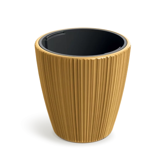 Bloempot met inzet ORO 47 cm mosterdgeel