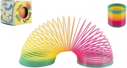 Regenboog spiraalveer van plastic 6,5 cm