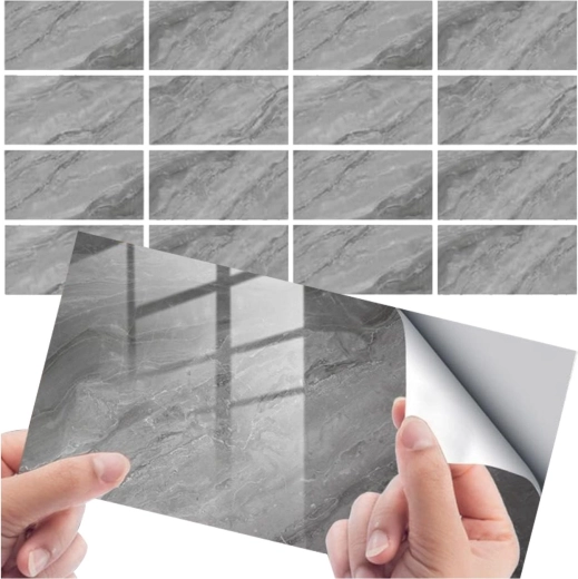 Zelfklevende marmeren wandpanelen 30 × 15 cm, set van 16 stuks