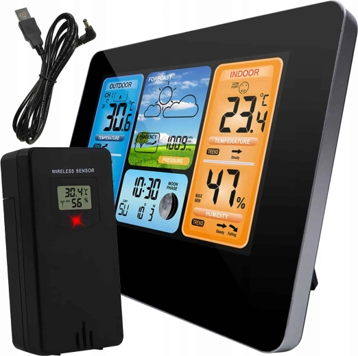 Renew Force huishoudelijk weerstation Sunny met kleur-LCD-display en draadloze buitensensor - 1 stuk