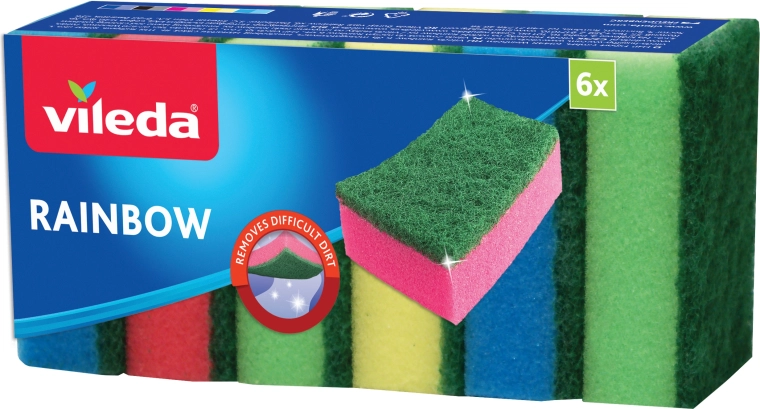 Vileda Rainbow schuursponzen, 6 stuks