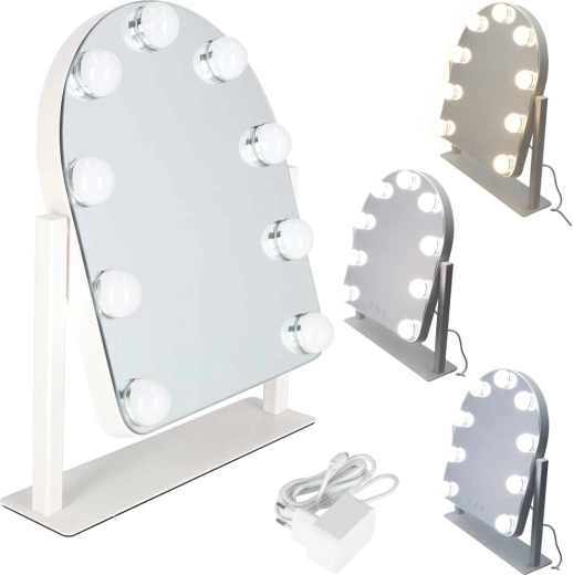 LED cosmetische make-upspiegel met 9 lampjes, touchbediening, wit