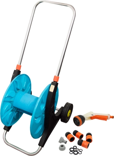 Tuinwagen voor slang 60 m met spuitpistool en koppelingen