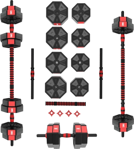 HMS SGC15 halterset met schijven 15 kg – dumbbells en stang