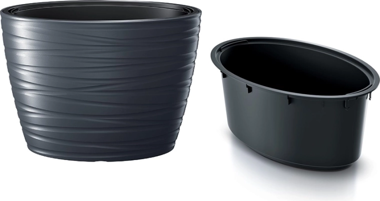 Ovale bloempot met inzet MAZE 58,5 cm antraciet