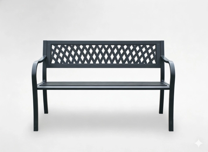 Metalen tuinbank 125 × 53 × 77 cm met roosterleuning