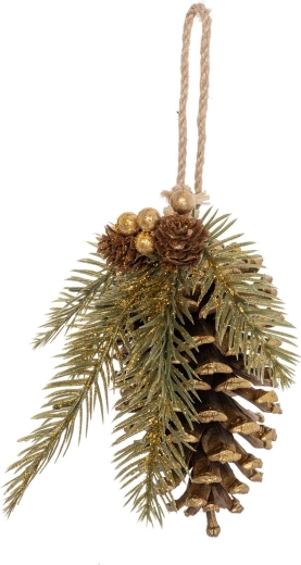 Hangdecoratie dennenappel van kunststof 16 cm