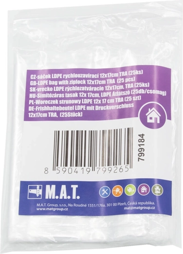 LDPE hersluitbare zakjes 12 × 17 cm, 25 stuks