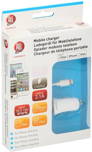 Autolader voor iPhone, iPad en iPod – wit