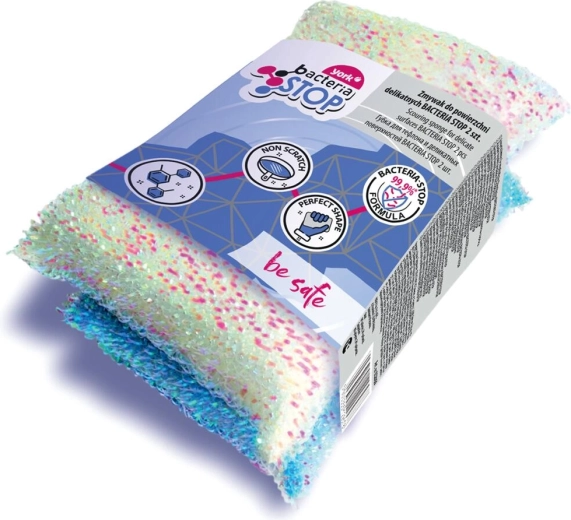 Reinigingssponsjes Bacteria Stop voor delicate oppervlakken 11,5 × 7 × 3 cm, 2 stuks