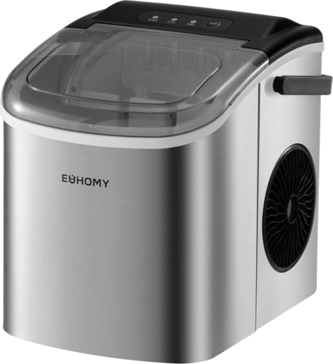 Euhomy IM001 compacte ijsblokjesmachine 12 kg/dag, 1,2 l (zilver)