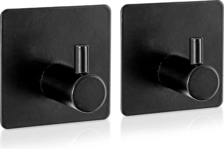 Zelfklevende haak RADKA, zwart, 4,5 × 4,5 cm, 2 stuks