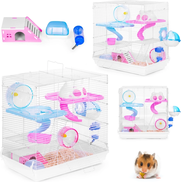 Meerlaagse kooi voor hamsters en kleine knaagdieren met complete uitrusting PETSI