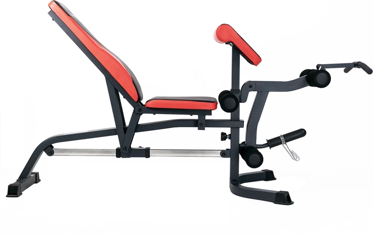 Verstelbare fitnessbank met bicepssteun en beenextensie HMS