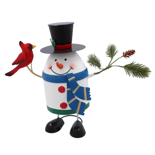 Metalen kerst sneeuwpop 14 × 12 × 20 cm