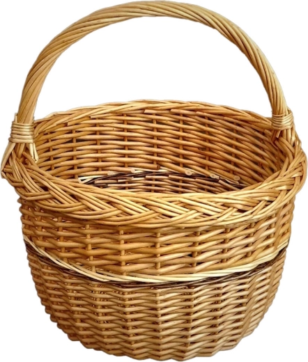 Ronde boodschappenmand van gelakt riet 29 × 34 cm
