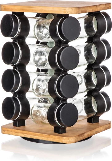 Culinaria Black kruidenpotjes met standaard, 16 stuks