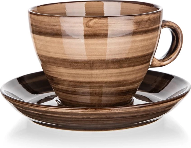 Keramische kop met schotel 290 ml Palas bruin