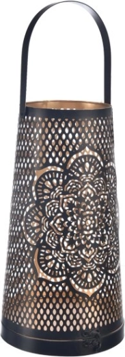 Metalen kandelaar Mandala zwart/goud 20 cm