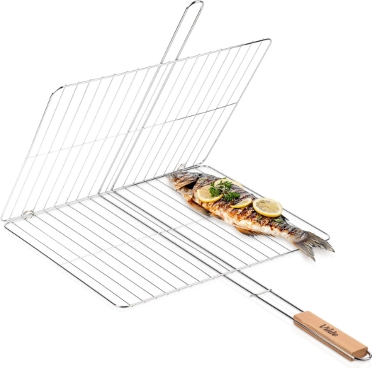 Vilde dubbelzijdige grillklem/mand voor vlees en vis 46 × 37 cm