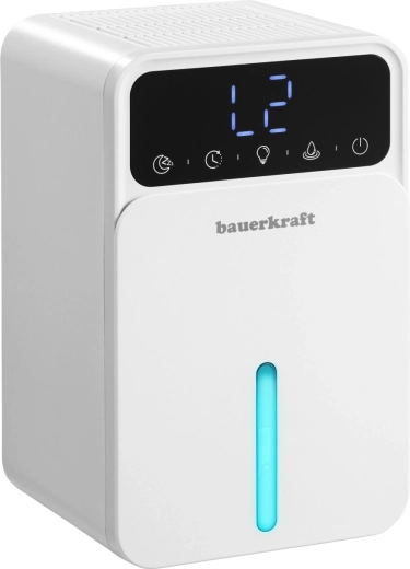 Bauerkraft compacte stille mini-luchtontvochtiger met LED en touchbediening 1,2 l