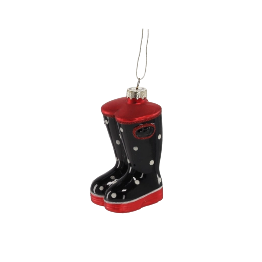 Glazen kerstornament laars, set van 6 stuks