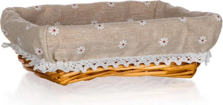 Rieten mand Daisy met katoenen binnenvoering 22 × 16 × 6,5 cm