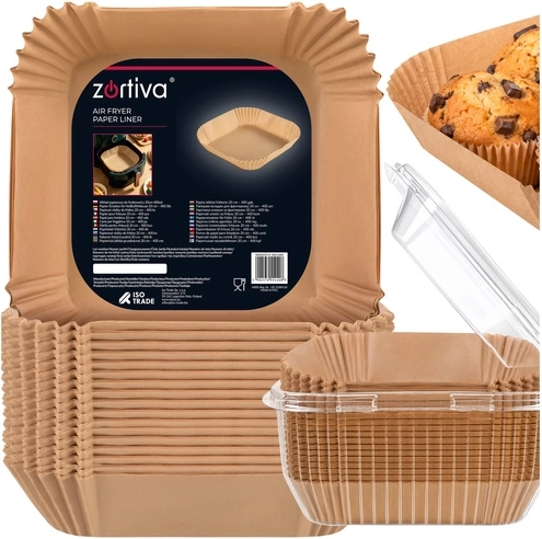 Zortiva papieren inzetstukken voor de Airfryer 20 × 20 cm (400 stuks)