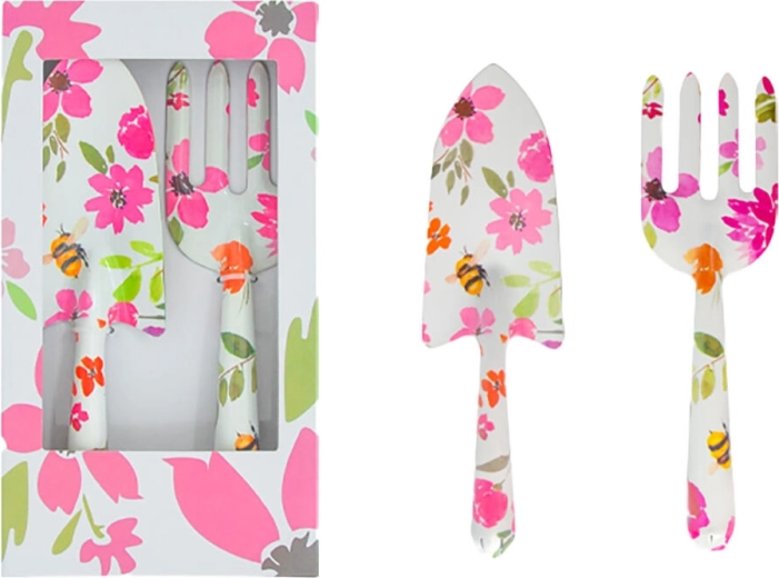 Tuinset handgereedschap 2-delig met bloemendessin, ijzer