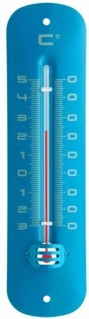 TFA analoge binnen- en buitenthermometer van gelakt metaal – blauw