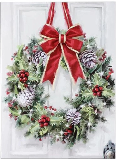 Decoratief verlicht LED-canvasdoek Wreath 30 × 40 cm