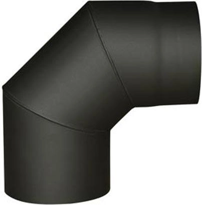 Rookpijpbocht 120 mm 90° zwart, dikte 1,5 mm