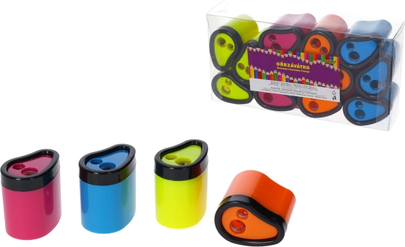 Puntenslijper voor twee potloden met opvangbakje