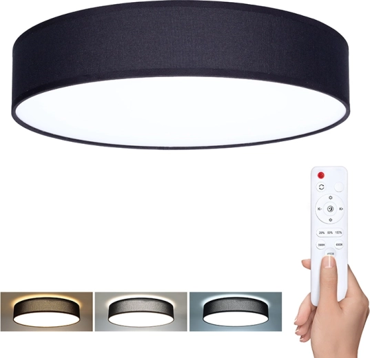 Solight LED plafond- en wandlamp Penley met afstandsbediening, 48 W, 47 cm, zwart