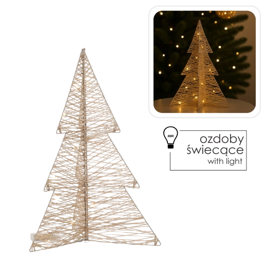 Lichtgevende kerstboom met LED, 50 cm, in champagnegoud