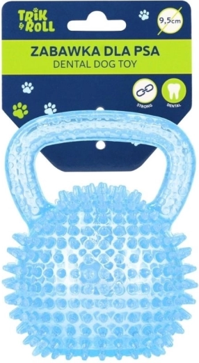 Hondenbal met handvat blauw 9,5 cm