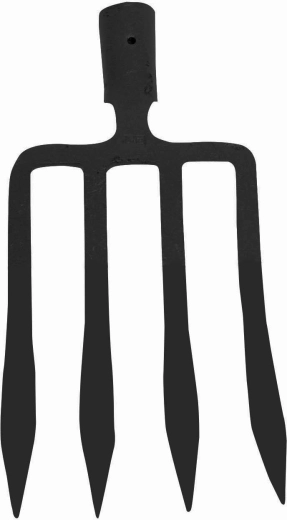 Gesmede brede spitvork 4 tanden zonder steel