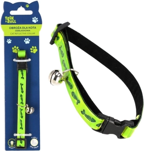 Reflecterende kattenhalsband met belletje en vismotief