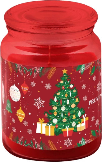 Geurkaars in glas Provence met de geur van witte chocolade en een kerstboomdesign