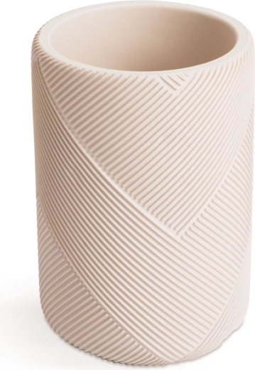 Badkamerbeker van hars in mat beige