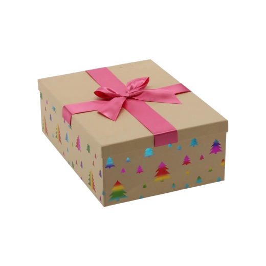 Kerstcadeaudoosje met wijnrode strik – Roze strik