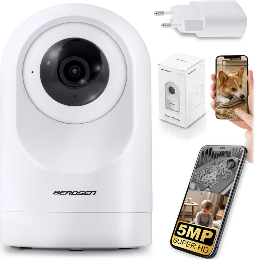 Draaibare wifi IP-camera 5 MP Berdsen wit