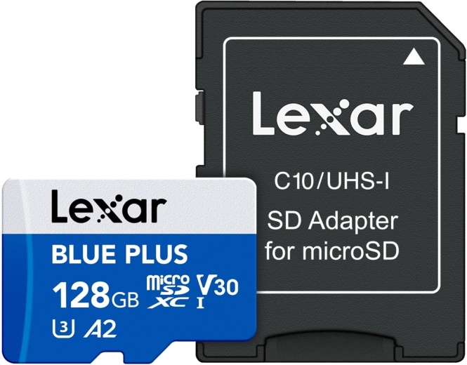MicroSD-geheugenkaart 128 GB Blue Plus A2 U3 V30 170 MB/s