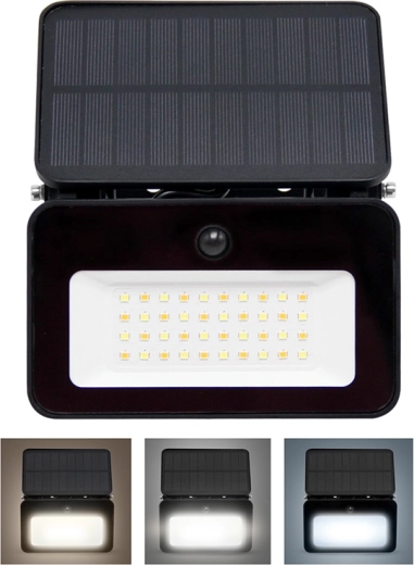 Solight solar-LED-schijnwerper met sensor 6 W 660 lm, zwart