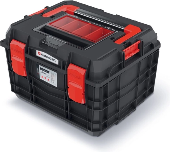 Gereedschapskoffer met aluminium handgreep en organizer 45 × 38 × 29,7 cm zwart