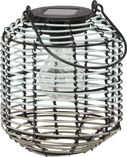 Zonne- metalen lantaarn LED 19 cm groen-grijs