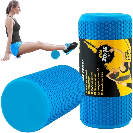 EVA-massageschuimroller, 30 × 15 cm, blauw
