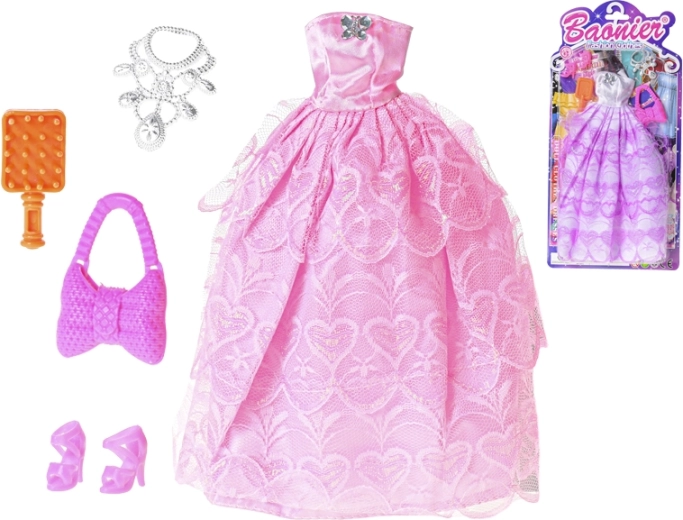 Jurkje voor pop met accessoires - 1 stuk
